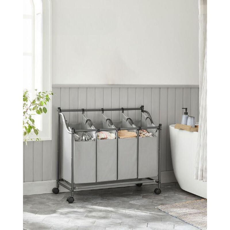Rolling Laundry Basket with 4 Removable Bags