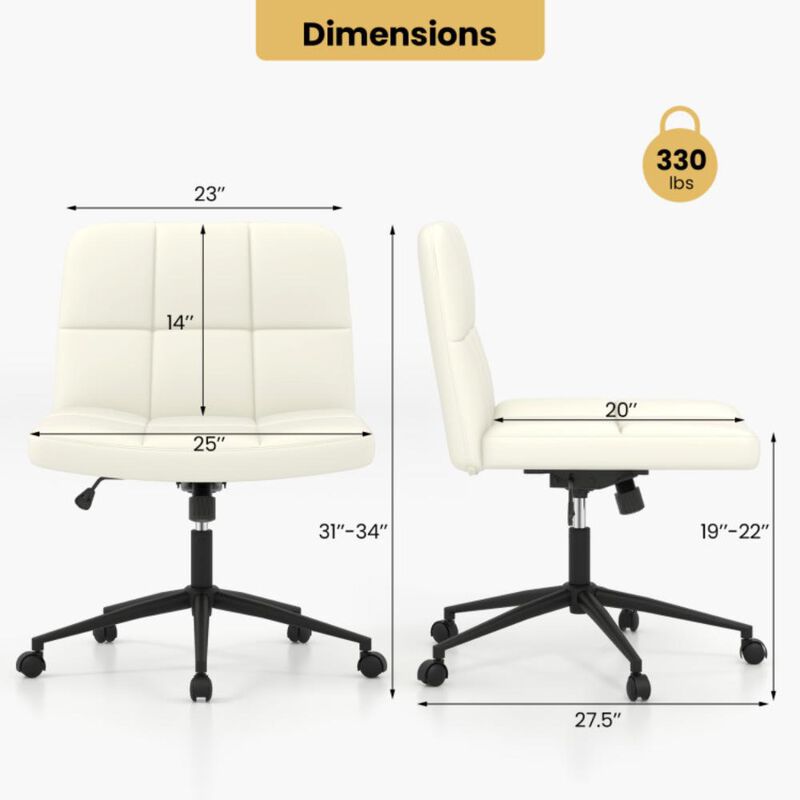 Hivvago Height-adjustable Armless Desk Chair with Wheels for Home Office Make Up