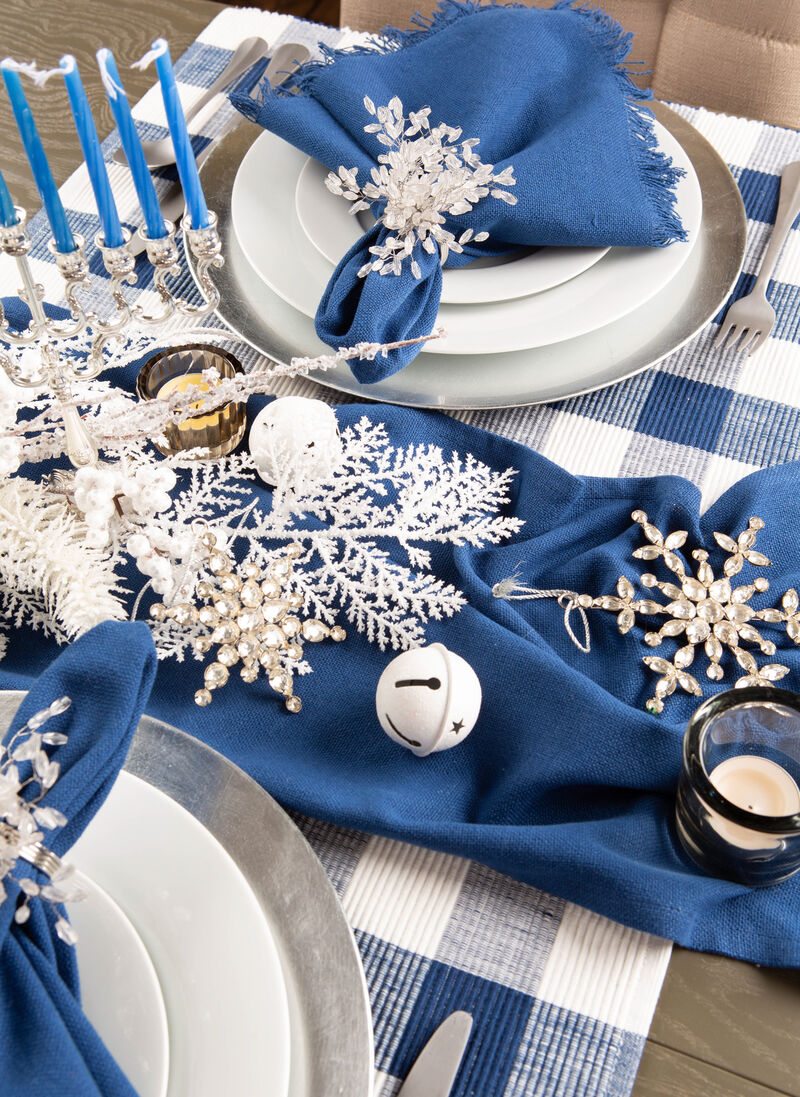 Set of 6 Navy Blue and White Buffalo Rectangular Checkered Placemat  19"