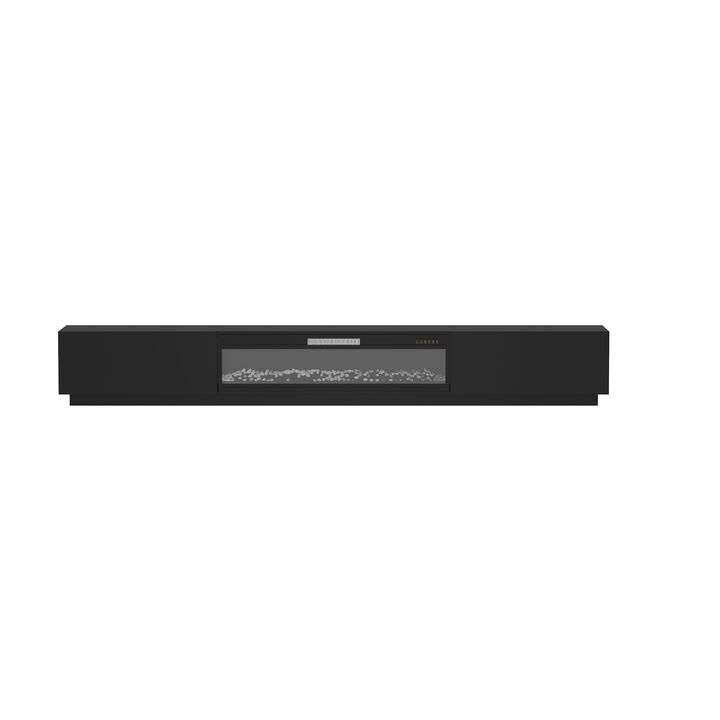FUFU&GAGA 2-Drawer 1-Shelf TV Cabinet with Electric Fireplace (109.4" W x 15.7" D x 14.9" H), White