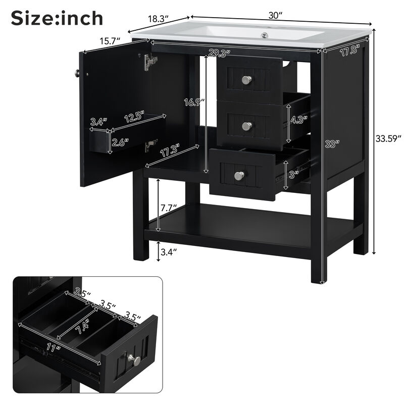 Merax Bathroom Vanity Cabinet Combo with Ceramic Sink