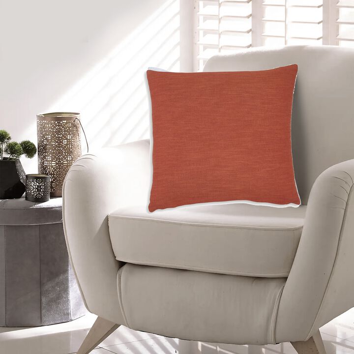Ina 22 Inch Accent Throw Pillow Set of 4, Square, Rust Brown Cotton Linen -