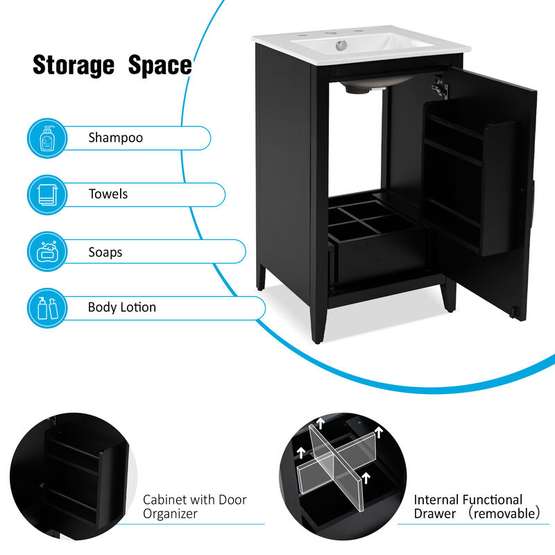Merax 20.3" Bathroom Vanity with Sink and Soft-closing Door