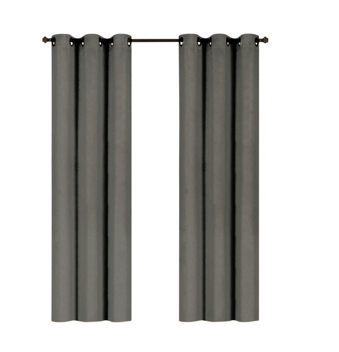 J&V TEXTILES Embossed Solid Blackout Grommet Curtain Panels (Set of 2)