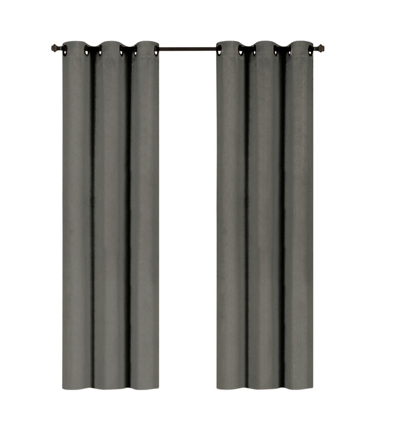 J&V TEXTILES Embossed Solid Blackout Grommet Curtain Panels (Set of 2)