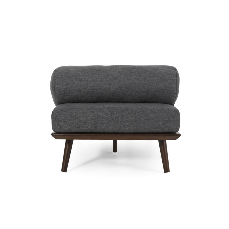Mid-Century Modern Chaise Lounge with Button-Tufted Upholstery and Bolster Pillow