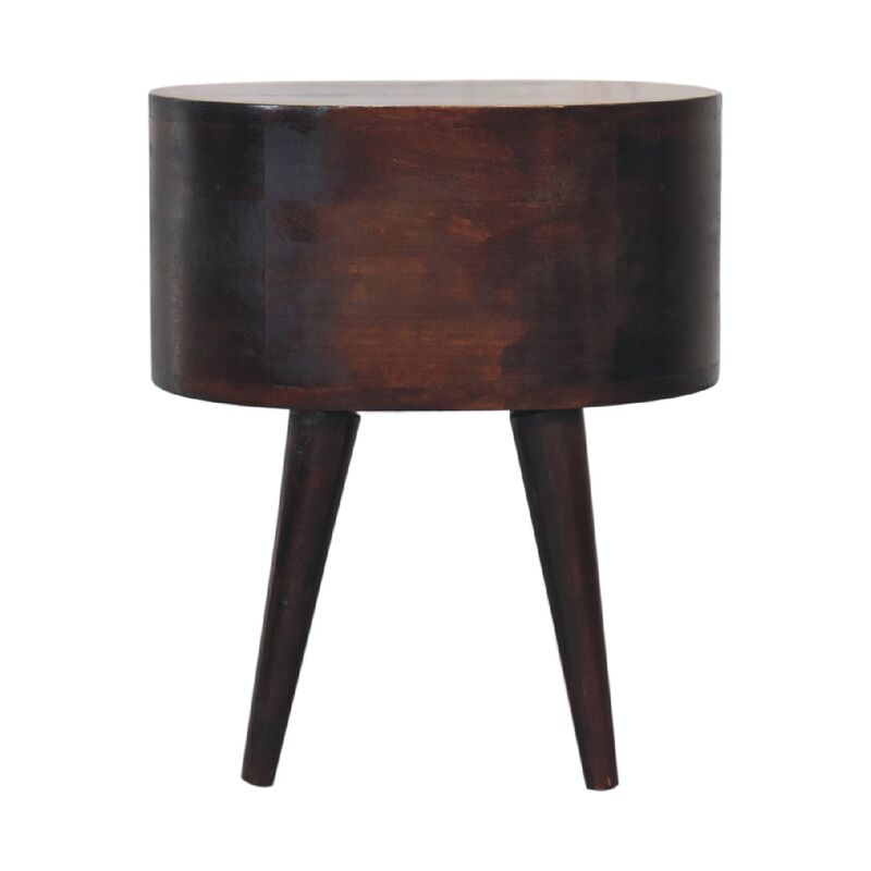 Light Walnut Solid Wood 2 Drawers Rounded NightStand