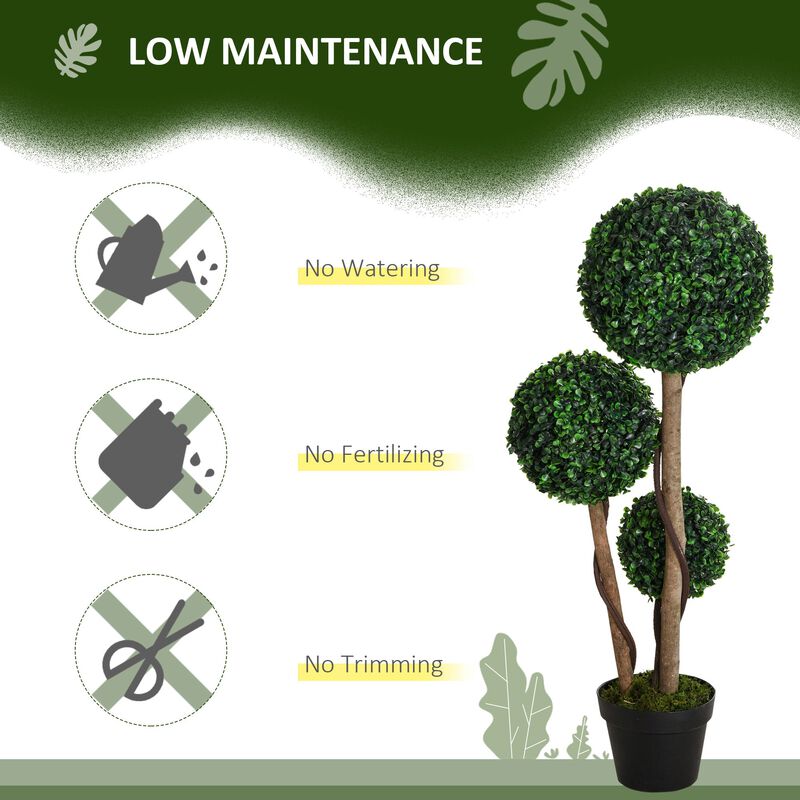 Artificial Home Decor: 3ft Boxwood Topiary Tree in Pot for Indoor/Outdoor