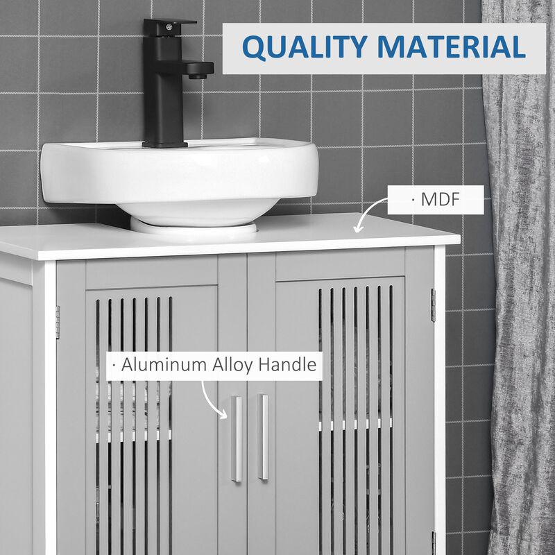 Grey/White Vanity Storage: Modern Under Sink Cabinet with Doors