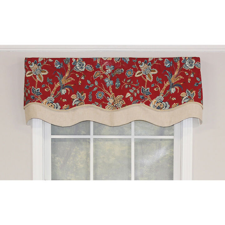 RLF Home Gianna Glory Valance Spa. 3" Rod Pocket, Layered, Trimmed. 50"W X 16"L