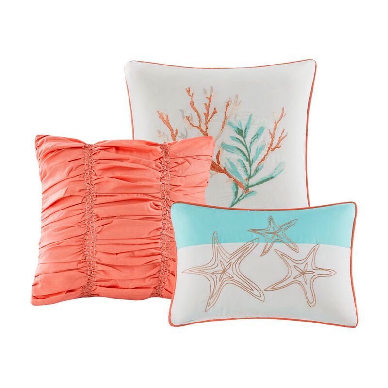 Gracie Mills Koreen 6-Piece Coastal Bliss Cotton Sateen Quilt Set with Throw Pillows