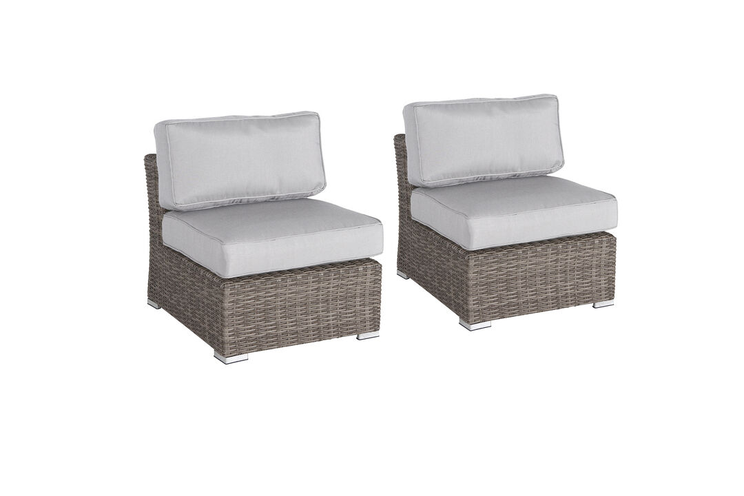 Living Source International Rattan Wicker Fully Assembled 2 - Person Seating Group with Cushions Gray