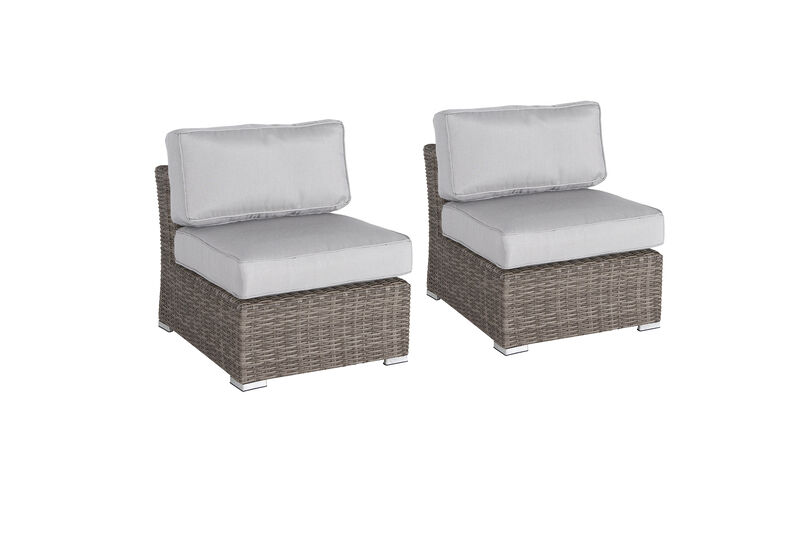 Living Source International Rattan Wicker Fully Assembled 2 - Person Seating Group with Cushions Gray
