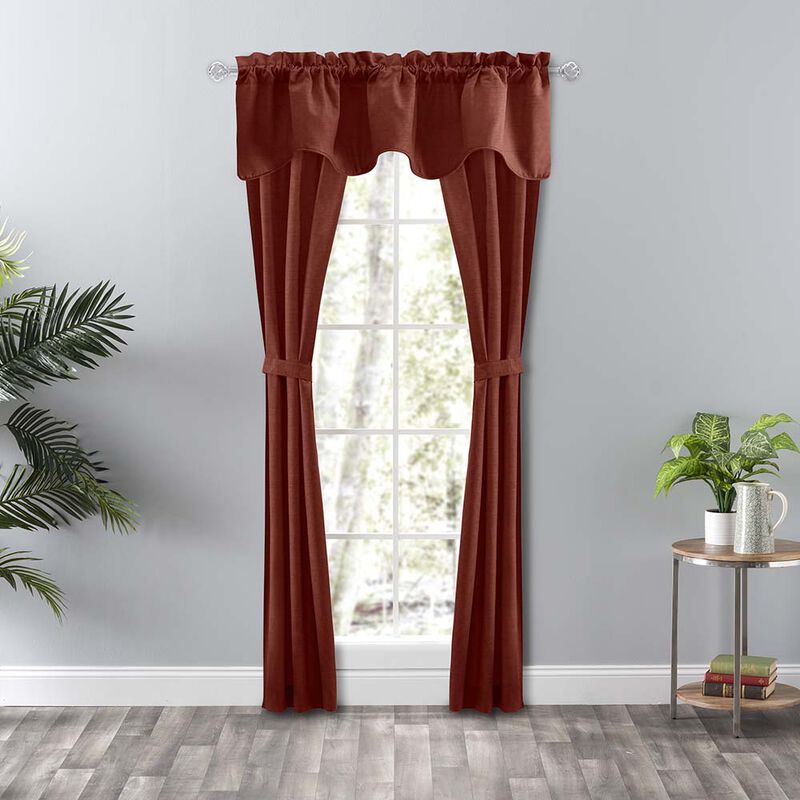 Ellis Curtain Lisa Solid Color Poly Cotton Duck Fabric Lined Scallop Valance