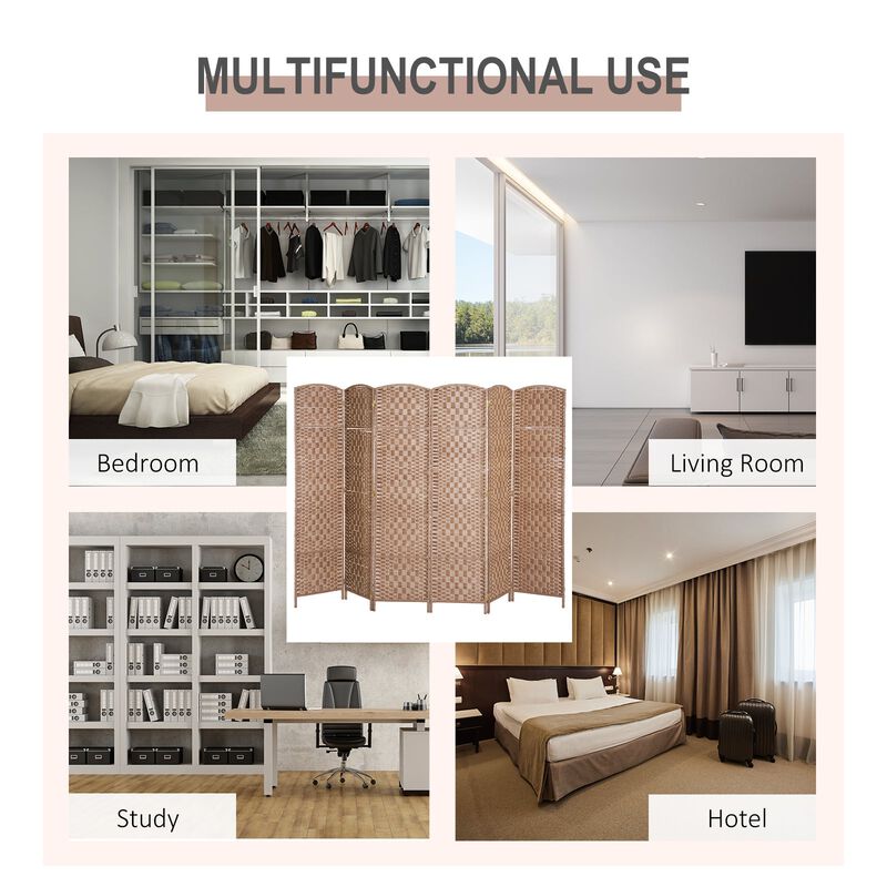 Natural Wide Separator: 6-Panel 6' Tall Wicker Privacy Screen