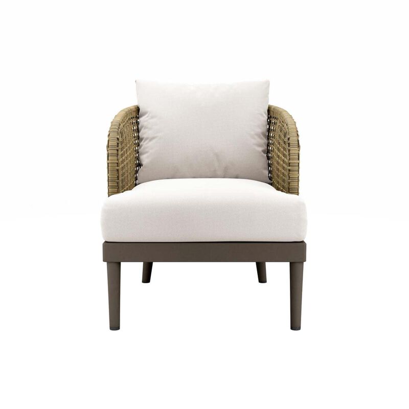 Modway Meadow Wicker Rattan and Metal Outdoor Armchair in Natural/White
