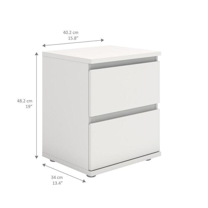 Tvilum Aurora 2 Drawer Nightstand, White