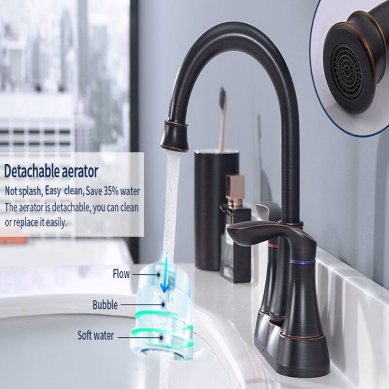 Oil Rubbed Bronze Bathroom Faucet, 2-Handle Vanity Sink Tap with Pop-Up Drain & Supply Lines