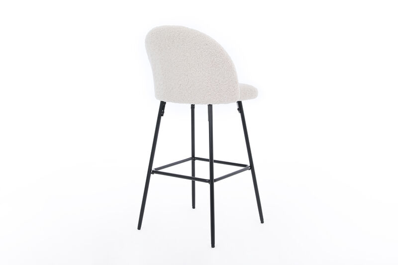 NILSSON Set of 2 Bar Stools in Metal and Velvet