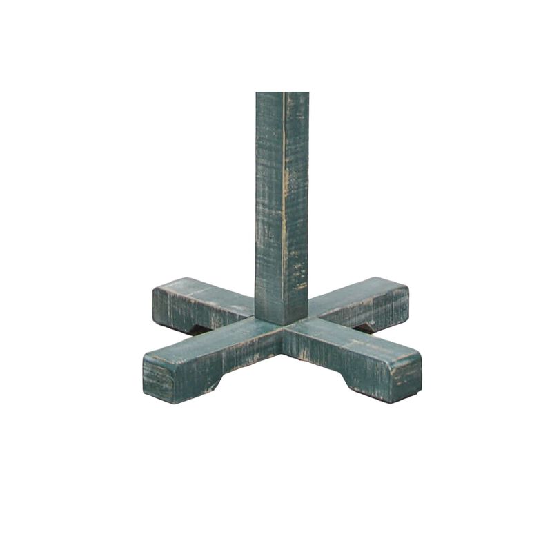 Rena Coat, Hat Rack Stand, 8 Wood Stems, 72 Inch Rustic Green Mahogany - Benzara