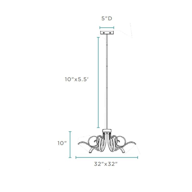 Magnolia Chandelier Black Metal Integrated LED Dimmable