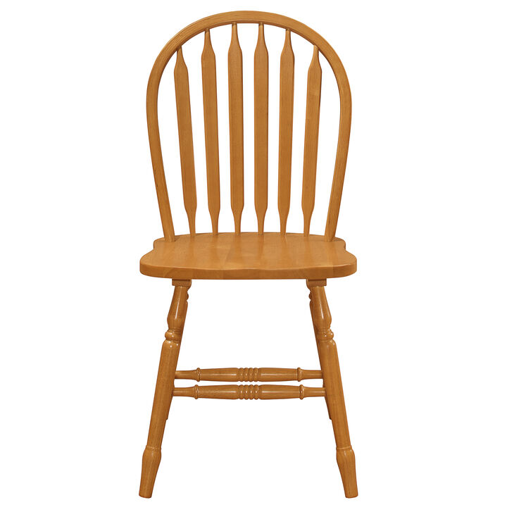 Light Oak Solid Wood Windsor Arrowback Dining Chairs (Set of 2)