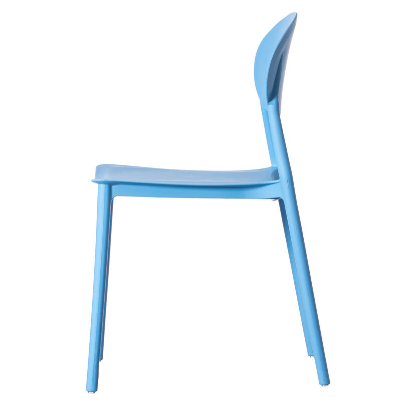 Modern Plastic Outdoor Dining Chair with Open Oval Back Design, White