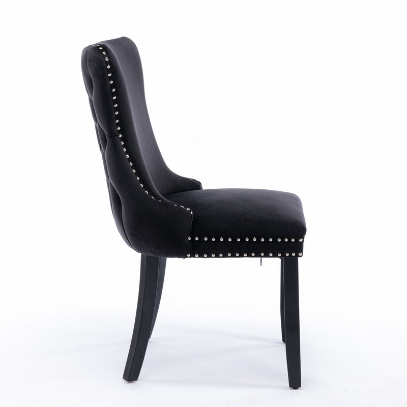 Black Upholstered Dining Chairs, Set of 2