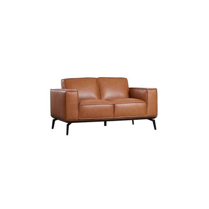Porter Designs Carina Top Grain Leather Loveseat, Brown