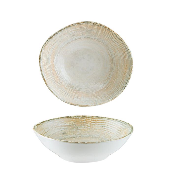 Patera 7" x 6.5" x h:2" 17 oz. Organic Decorated Porcelain Bowl (Set of 4)