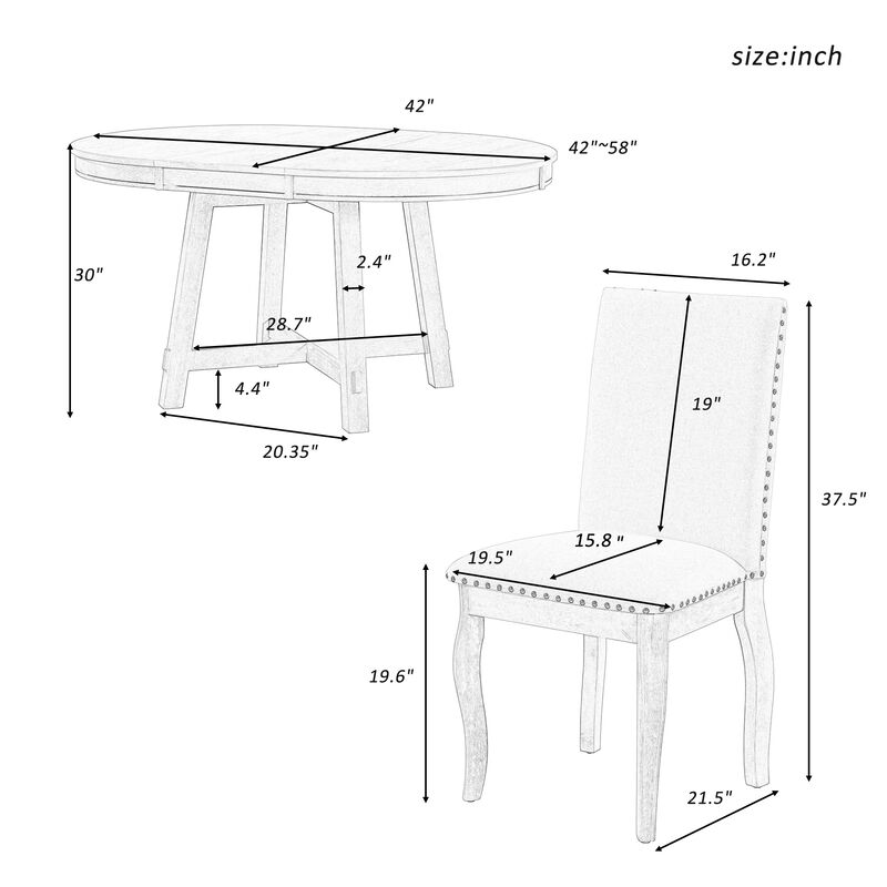 Merax 5-Piece Farmhouse Dining Table Chairs Set