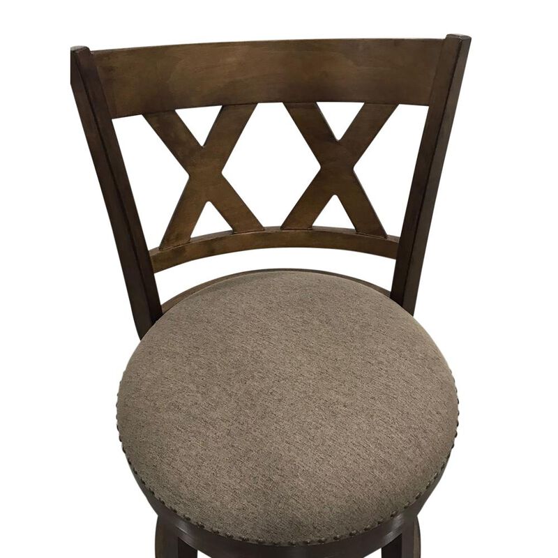 Carolina Living Sussex Deluxe Swivel Barstool - Set of 2 - Rustic - Brown Upholstery