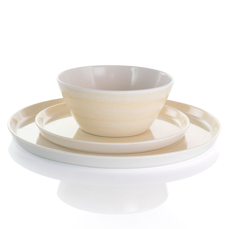 Elama Crafted Clay 12 Piece Lightweight Melamine Dinnerware Set in Cream