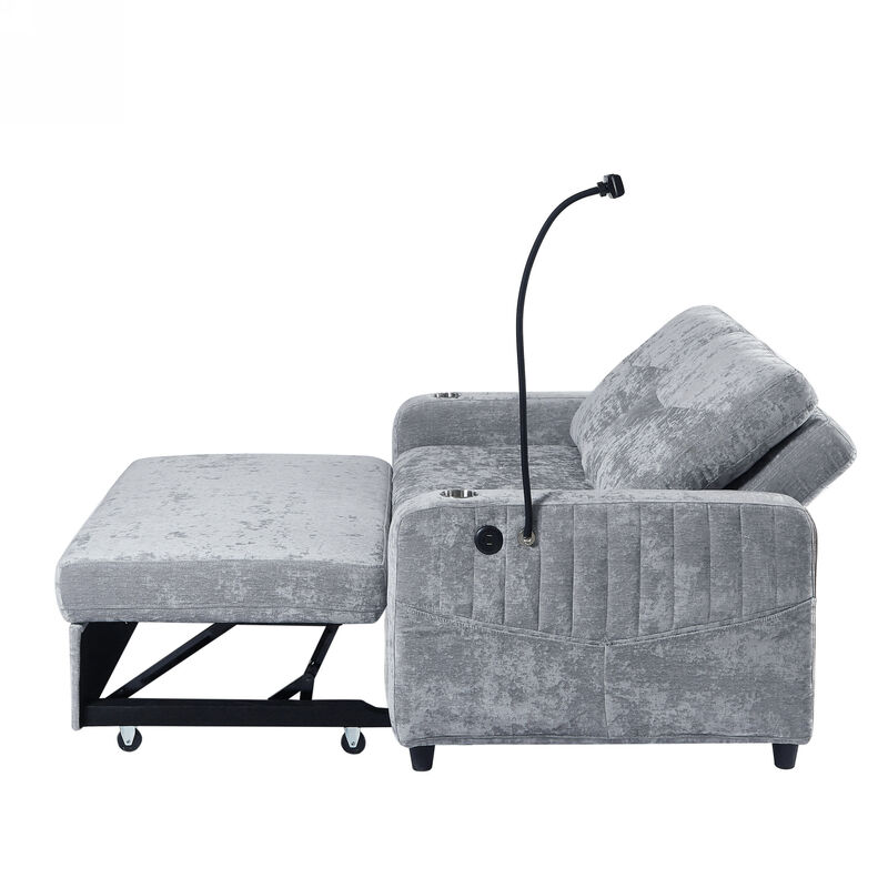 Merax Modern Loveseat Pull-out Sofa Bed with Cup Holders