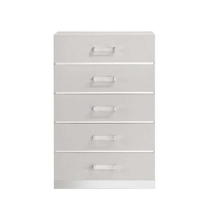 New Classic Furniture Europa Wood 5-Drawer Chest, White