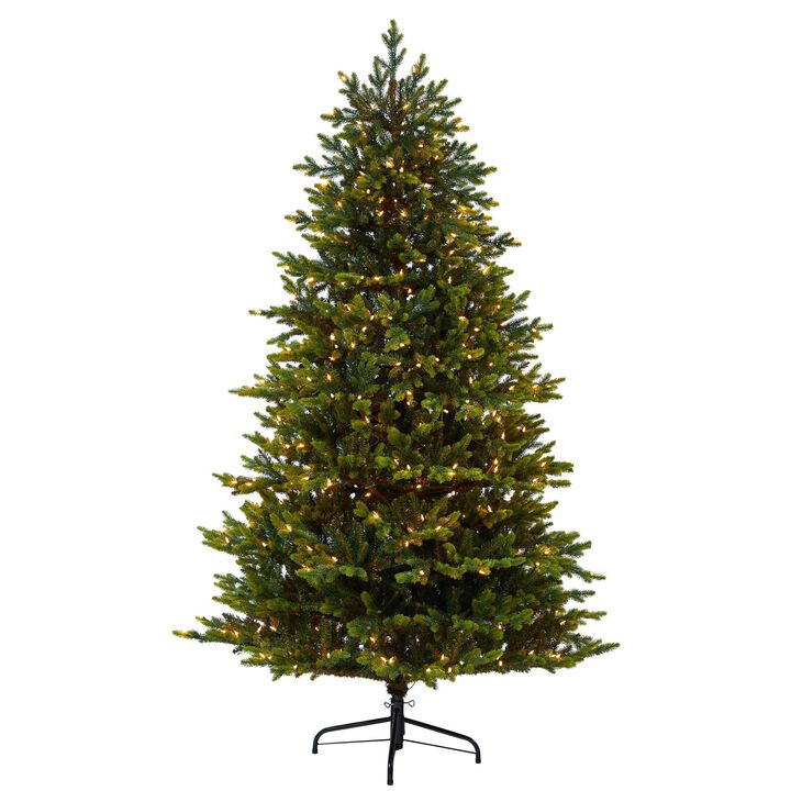 Nearly Natural North Carolina Fir Artificial Christmas Tree with Clear Lights and Bendable Branches