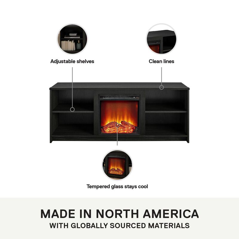 Ameriwood Home Courtland Electric Fireplace Space Heater TV Stand for TVs up to 65"