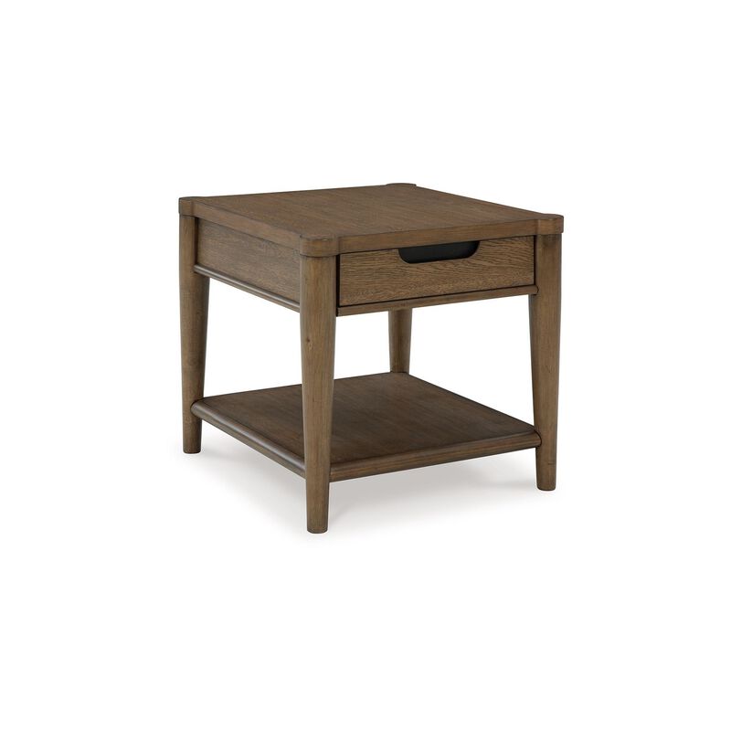 Howie Side End Table, Drawer and Shelf, Rectangular 26 Inch Brown Wood - Benzara