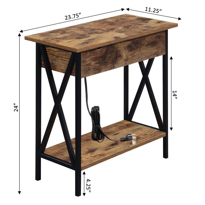 Convience Concept, Inc. Tucson Flip Top End Table with Charging Station and Shelf