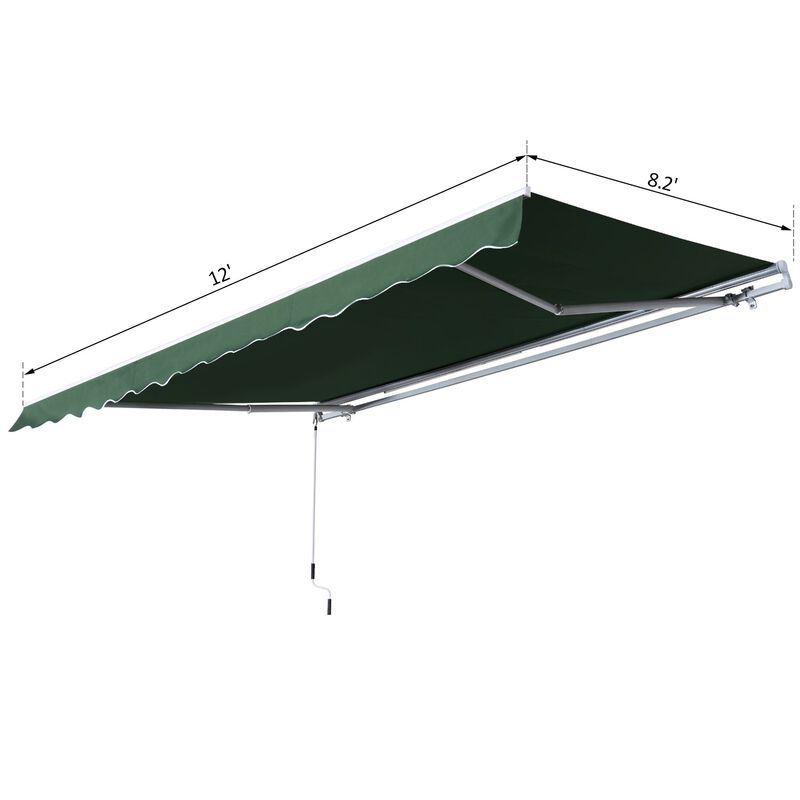 Green Patio Shield: 12'x8' Manual Retractable Awning for Deck & Yard
