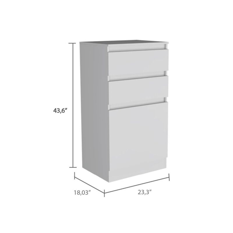 Kamelot Dresser With Jewelry Box, Single Door Cabinet, Mirror, Two Drawers - White