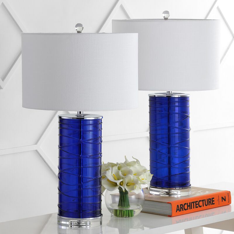 Cole Modern Fused Glass Cylinder LED Table Lamp (Set of 2)