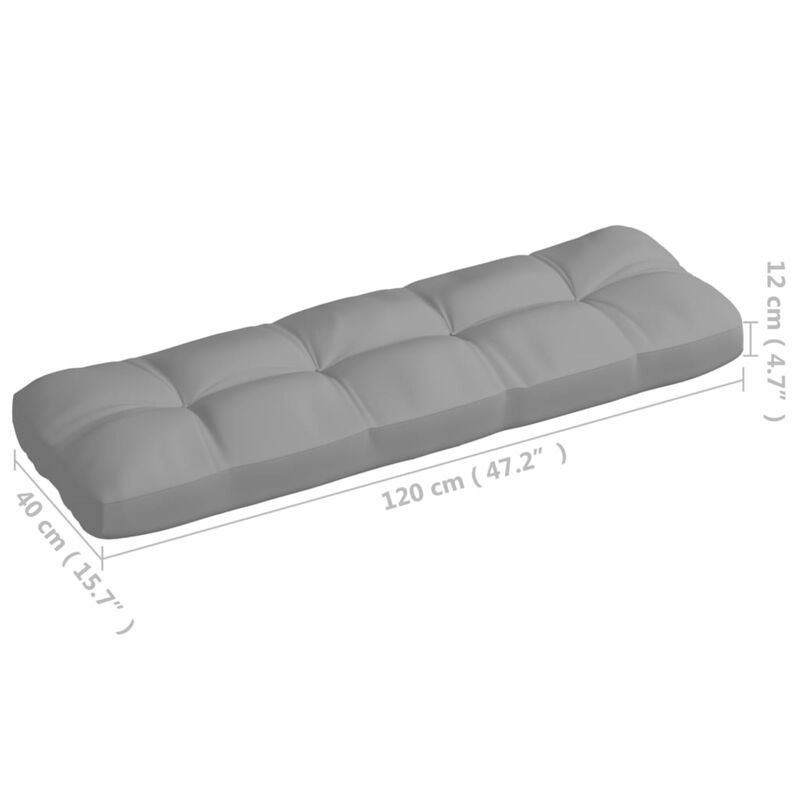 vidaXL Pallet Sofa Cushion Gray 47.2"x15.7"x4.7"