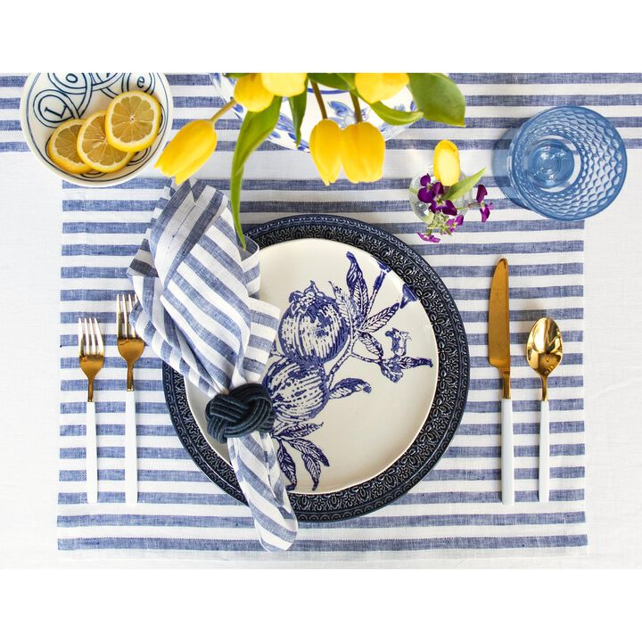 Solino Home 100% Pure Linen 14 x 19 Inch Placemats Set of 4 | Amalfi Stripe