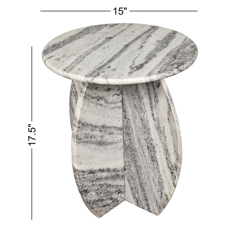 Venus 15" Contemporary Natural Marble Handmade X-Shaped End Table