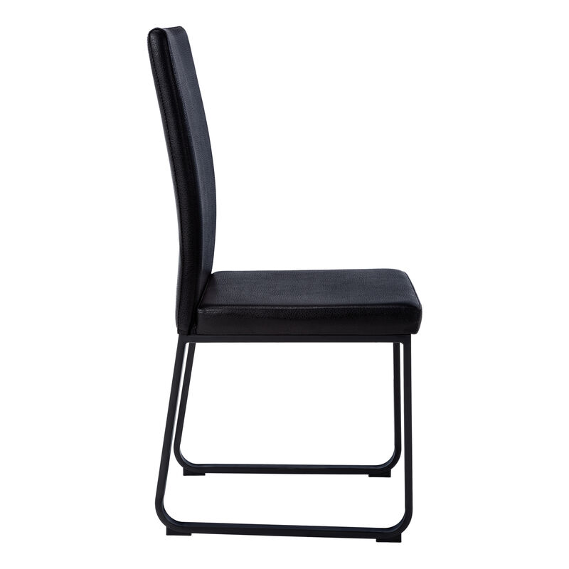Monarch Specialties I 1106 Dining Chair, Set Of 2, Side, Upholstered, Kitchen, Dining Room, Pu Leather Look, Metal, Black, Contemporary, Modern