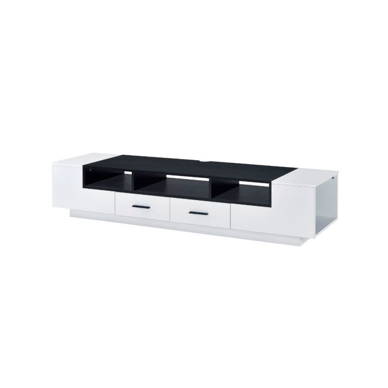 Acme Furniture TV Stand, White & Black