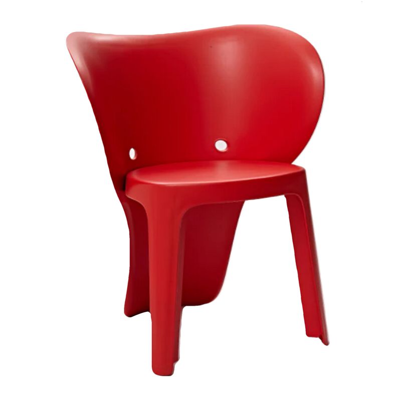 Fyna 16 Inch Kids Chair Set of 4, Curved Back, Elephant Trunk Design, Red - Benzara