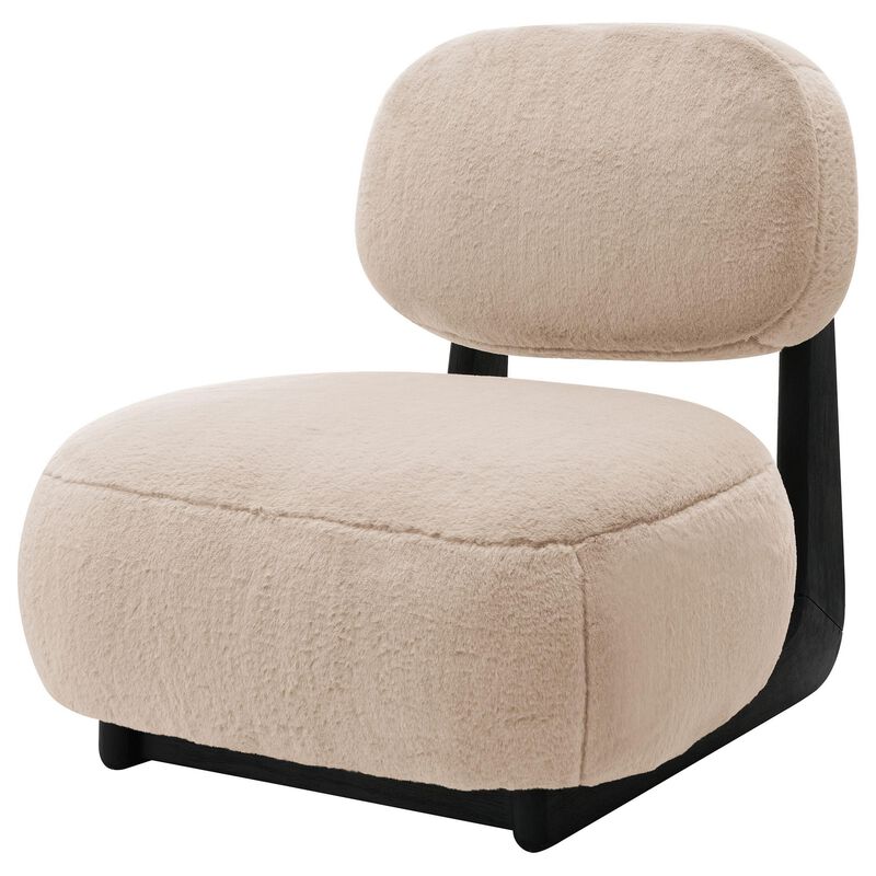 Diasa Armless Accent Chair, Camel Brown Fabric, Thick Foam Cushions - Benzara