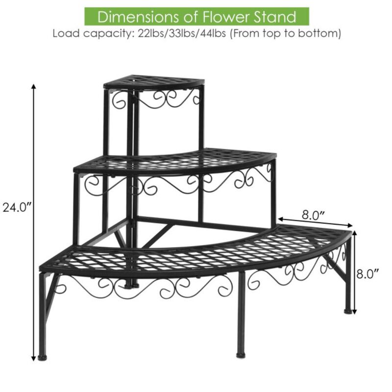 Hivvago 3 Tier Metal Corner Plant Display Rack